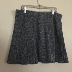 LOFT Grey Herringbone A-Line Skirt